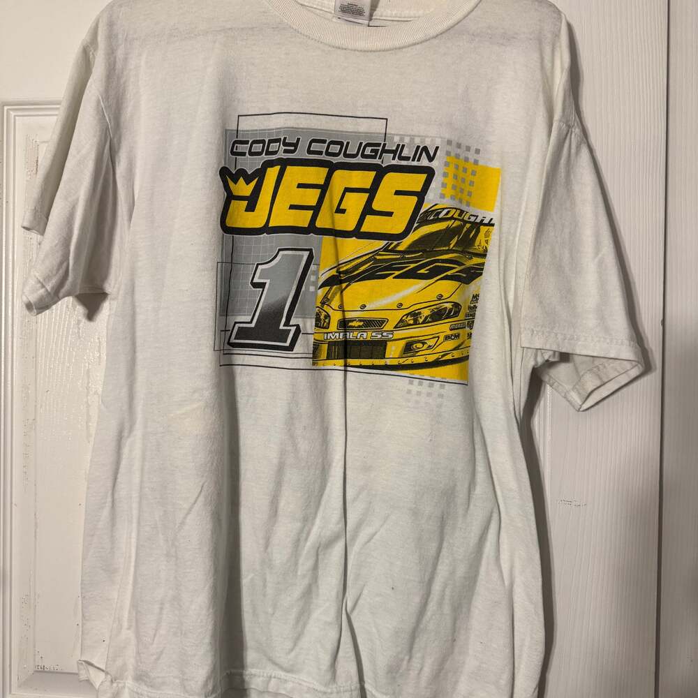 VINTAGE Jeg Coughlin Shirt Men Extra Large White Cars Racing Jegs Graphic 00s